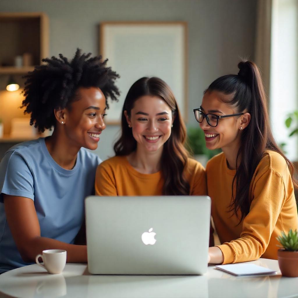 Tres chicas con un imac